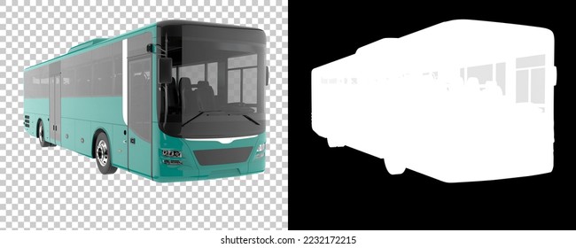 City bus isolated on background with mask. 3d rendering - illustration