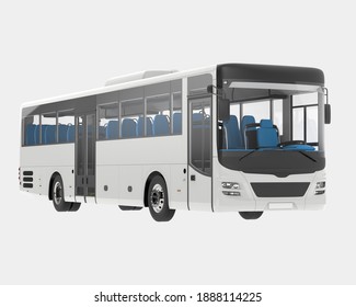 City Bus Isolated On Grey Background. 3d Rendering - Illustration