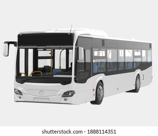 City Bus Isolated On Grey Background. 3d Rendering - Illustration