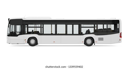 City Bus Isolated (side View). 3D Rendering