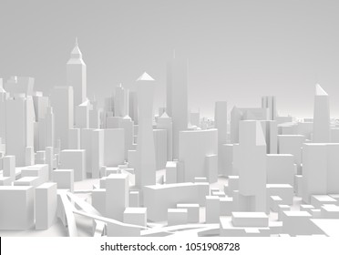 City Center 3d Rendering, Illustration 3d
