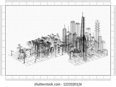 City Design Architect Blueprint Stock Illustration 1223320126