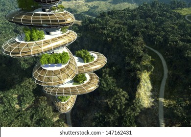 City Of The Future In The Forest.
