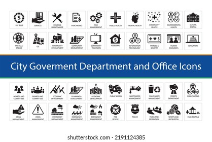 City Government Department, Office, And Services Icons