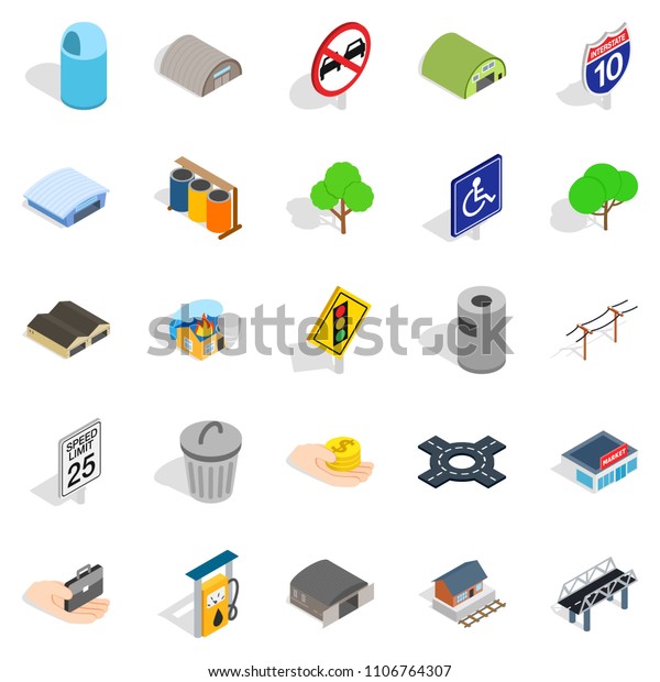City government icons\
set. Isometric set of 25 city government icons for web isolated on\
white background