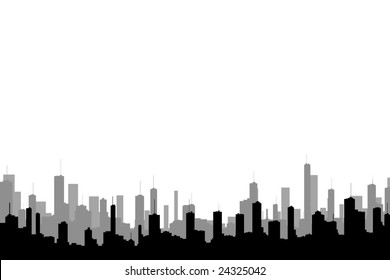 City Skyline Vector Silhouette Illustration Stock Vector (Royalty Free ...