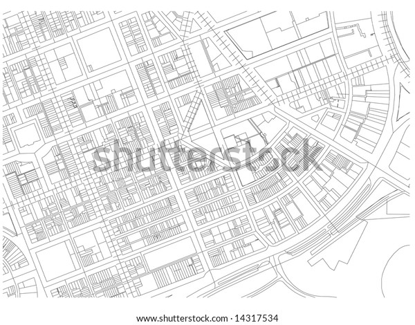 白黒のcity Map Autocad図面 のイラスト素材