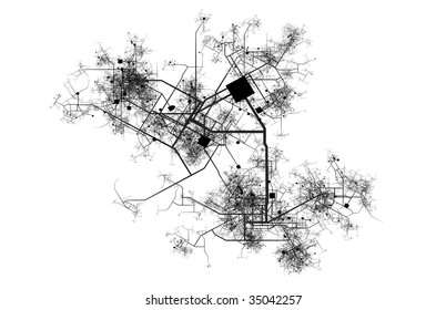 City Map Fictional Town Roads Streets Stock Illustration 35042257 ...