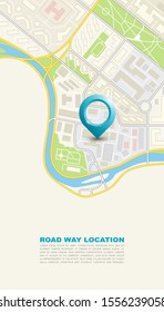 City Map Navigation Banner, Point Marker Background, Simple Flat Drawing City Plan GPS Navigation, Itinerary Destination Arrow Paper City Map Banner. Route Delivery Check Point Infographic Banner