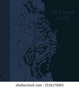 City Map Poster Of El Gouna City . Red Sea .  Egypt .