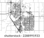 City map of Red Deer Alberta in Canada with black roads isolated on a white background.