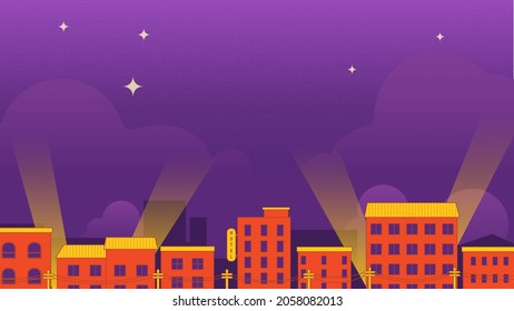 City Night 90s Scenery Vector Background HD