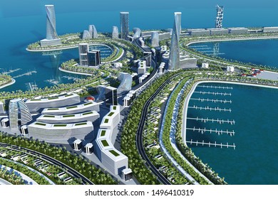 City On Water3d Render Stock Illustration 1496410319 | Shutterstock