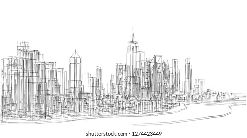 Free Hand Sketch New York City Stock Vector (Royalty Free) 380918182 ...