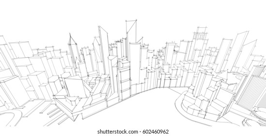 Cityscape Vector Sketch Architecture Illustration Stock Vector (Royalty ...