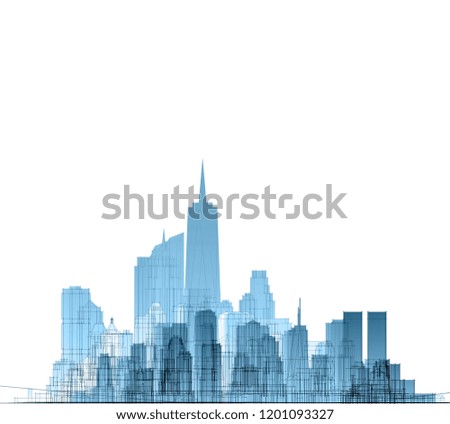 Illuminated skyscrapers in Frankfurt/Main during the blue hour