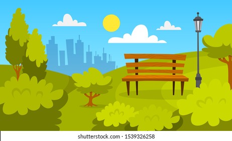 Beautiful Summer City Park Lake Cartoon Stock Vector (Royalty Free ...