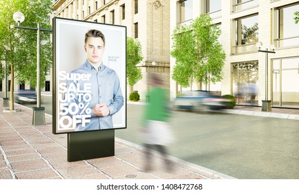 City Sale Advertisement Billboard Mockup 3d Rendering