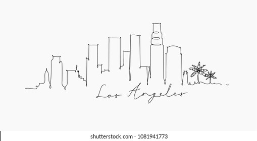 City silhouette los angeles in pen line style drawing with black lines on white background