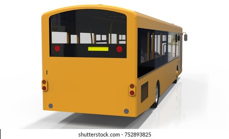 City Yellow Bus Template. Passenger Transport. 3d Illustration