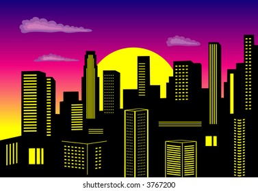 Flat Purple City Background 4 Stock Vector (Royalty Free) 1647188587 ...