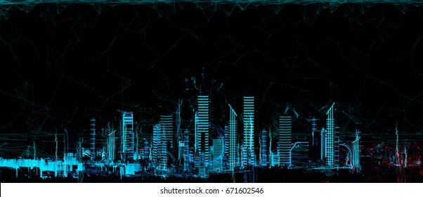 Cityscape Futuristic 3d City Neon Light