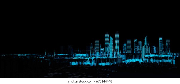 Cityscape Futuristic 3d City Neon Light