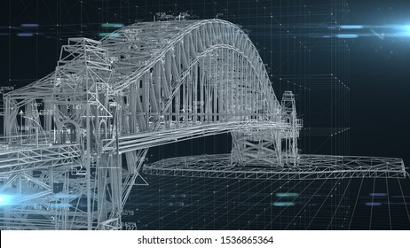 Civil Engineer Structural Architect Analysis Bridge Design Engineering  - 3D Illustration Rendering
