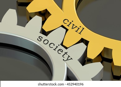 Civil Society Concept On The Gearwheels, 3D Rendering