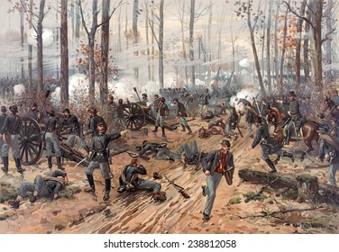 The Civil War. The Battle Of Shiloh. Chromolithograph By Thulstrup De Thure, 1888