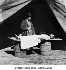 The Civil War, Embalming Surgeon At Work On Soldier's Body, Photograph, 1860-1865