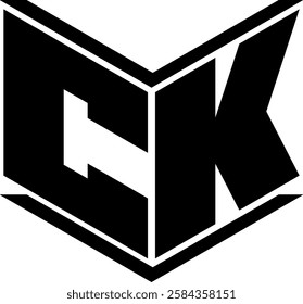 CK Logo icon initial monogram isolated on cube element
