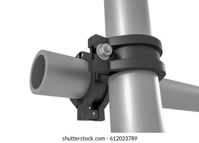 Clamp as pipe connection, 3d illustration
