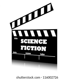 Clap Film Of Cinema Science Fiction Genre, Clapperboard Text Illustration.