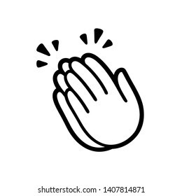 Clapping Hands Emoji Symbol, Applause Icon. Simple Black And White Illustration.