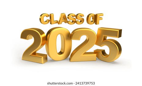 Class of 2025 Elegance, 3D Graduation Icon with Golden Typography, isolated transparent png - Powered by Shutterstock