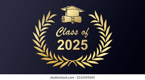 Class of 2025, word lettering script banner. Congrats Graduation lettering with academic cap. Template for design party high school or college, graduate invitations. - Powered by Shutterstock