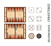 Classic backgammon game field with dice set isolated on white