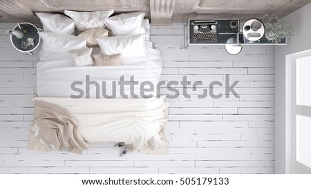 Classic Bedroom Top View 3 D Illustration Stock Illustration 505179133