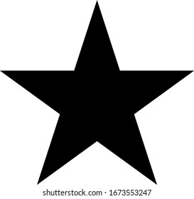 Classic black five-pointed star with sharp corners isolated on white background. Flat pentogram. Symbol illustration.