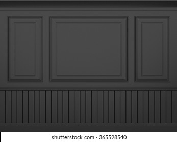 classic black wall ,3d render 