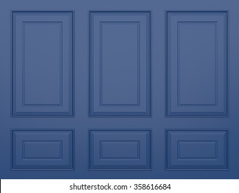classic blue  wall ,3d render 