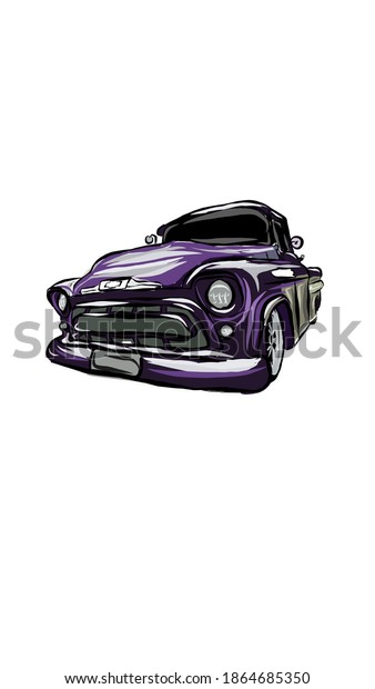 The classic car illustration design is suitable\
for t-shirt screen\
printing