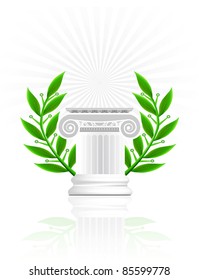 Classic Column Laurel Wreath Winner Pedestal Stock Vector (Royalty Free ...