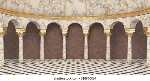 Classic Columns Interior. 3d rendering