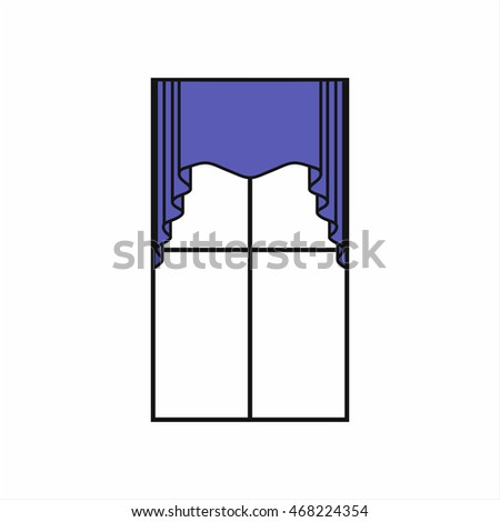 Classic Curtains Sketch Window Decorations Stock Illustration 468224354