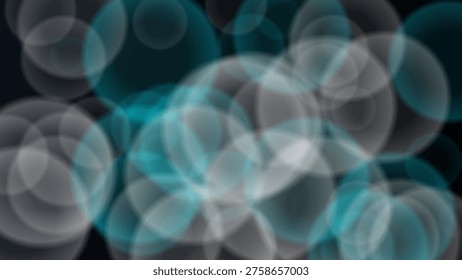 Classic depth bokeh abstract with layered translucent circles in arctic breeze blue tones over a dark background, creating a dreamy atmospheric texture ideal for wallpapers, branding, presentations, and elegant digital design.