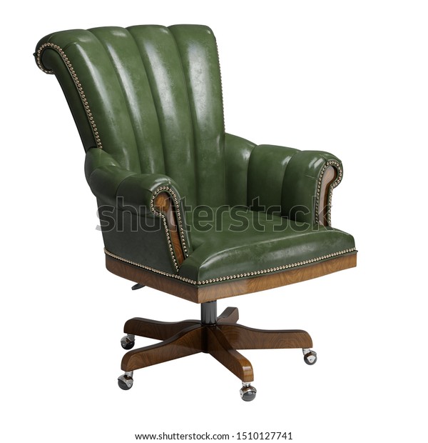 Classic Desk Chair Green Vintage Leather Stock Illustration 1510127741
