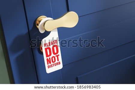  Classic door with label "do not disturb". 3d illustration.