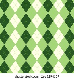 Classic green argyle diamond pattern offers timeless style and versatile design for fashion and decor projects